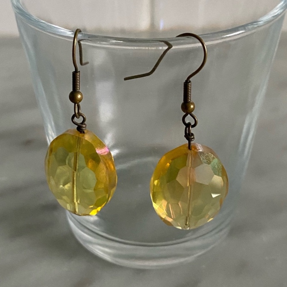 Yellow Crystal Earrings - Picture 2 of 8